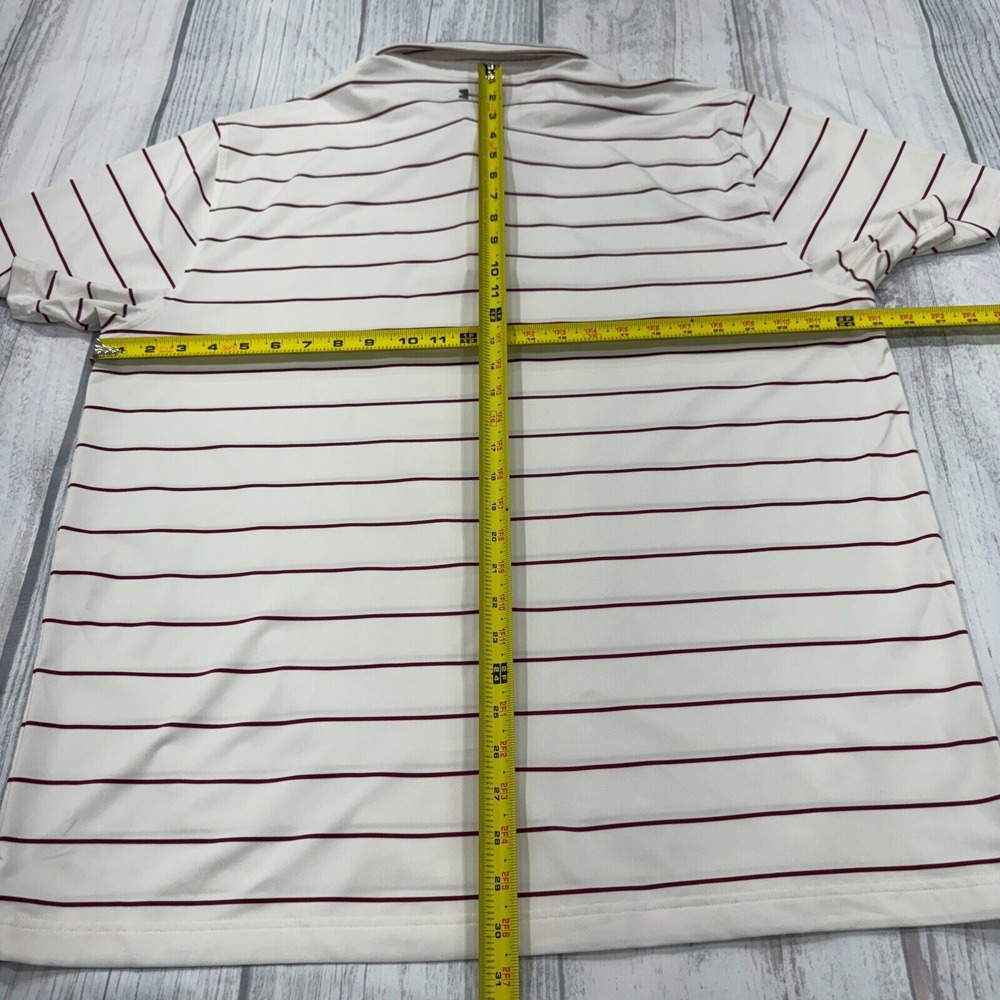 Under Armour Polo Shirt 2XL Loose Heatgear White‎ Stripe Short Sleeve Golf Mens - Picture 4 of 6